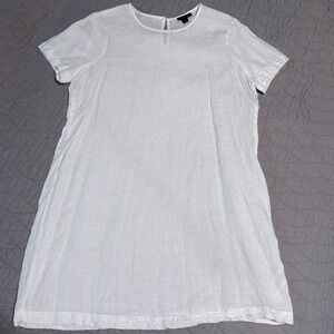 100% Linen J Crew White Short Sleeve Dress Large Minimalist Lightweight